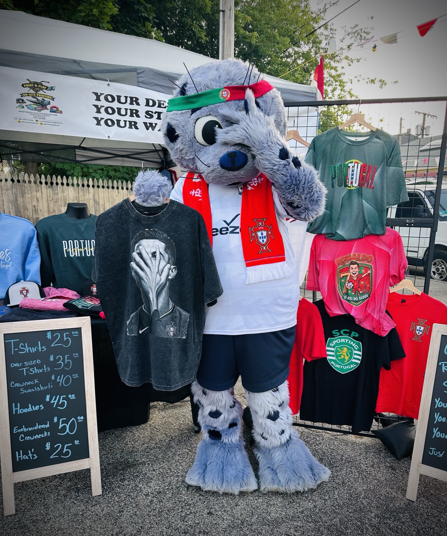 Print & Play's on-site printing booth at a festival